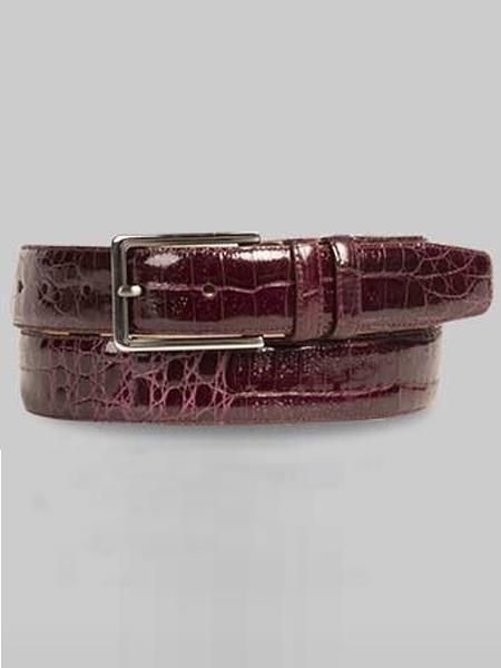  Mezlan Brand Men's Genuine Crocodile Burgundy Skin Belt