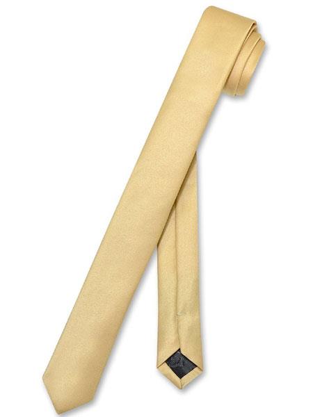  Men's Solid Extra Skinny Polyester Trendy Gold Neck Ties