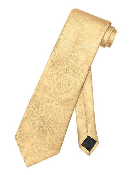  Men's Paisley Pattern Polyester Gold Neck Tie