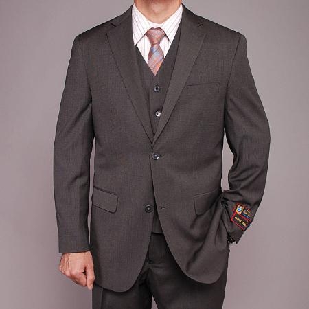 Fiorelli Gray Teakweave 2-button Vested three piece suit 