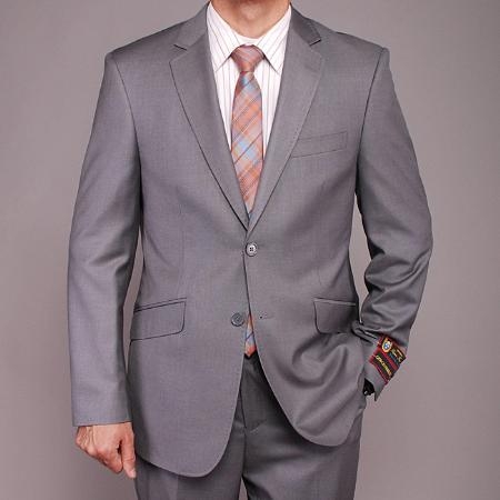 European Skinny Notch Lapel No Pleated Slacks Pants Gray patterned 2-button Slim-fit Suit 