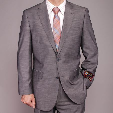 European Skinny Notch Lapel No Pleated Slacks Pants Gray patterned 2-button Slim-fit Suit 