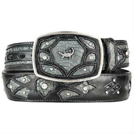 Gray Original Cai Belly Skin Fashion Western Hand Crafted Belt 