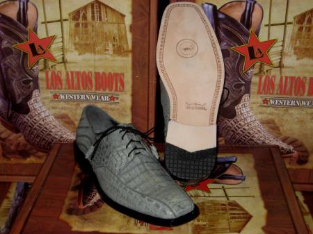 Genuine Authentic Gray cai ~ Alligator skin Crocodile ~ Alligator skin Dress Shoe 