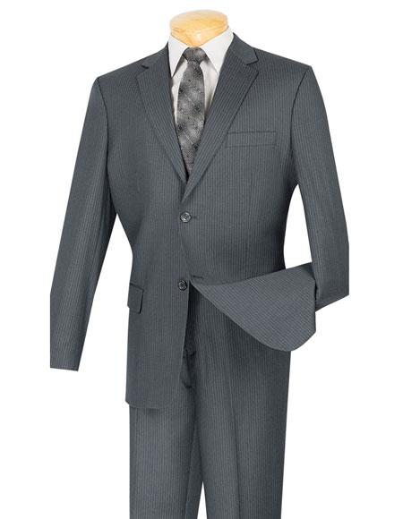 Men's Gray Mini Stripe ~ Pinstripe 2 button Suit 