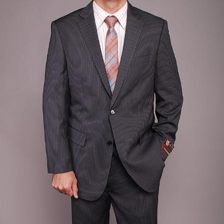 Dark Grey Masculine color Gray Pinstripe 2-button Suit 