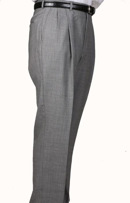 100% Worsted Wool Fabric Gray, Parker, Pleated Slacks Pants Lined Trousers 