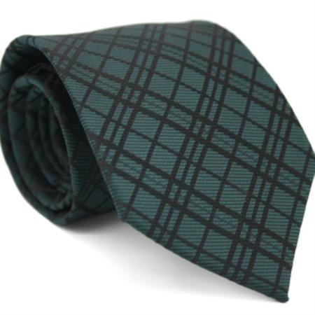 Slim narrow Style Forest Green Gentlemans Necktie with Matching Handkerchief - Tie Set 