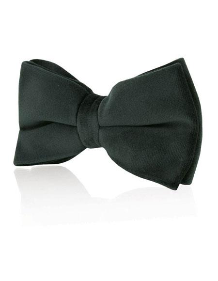 Men's Pre-tied Bow Tie & hankie set Black Green plaids & checkers formal prom 
