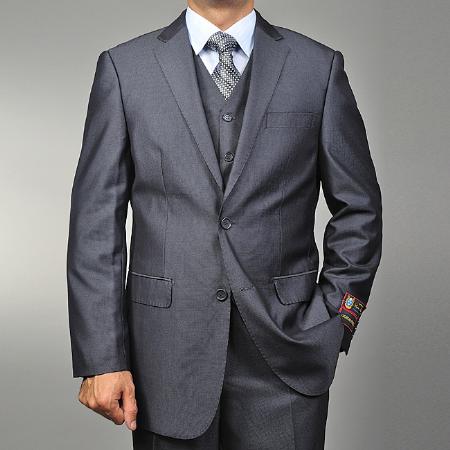 Grey Teakweave 2-button Vested three piece suit 