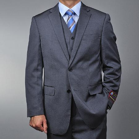 Grey Teakweave 2-button Vested three piece suit 