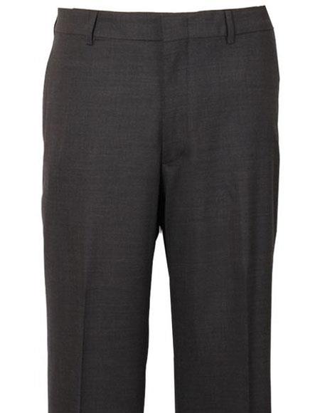  men's Stylish Flat-Front Grey Atticus Classic Fit Wool Pant