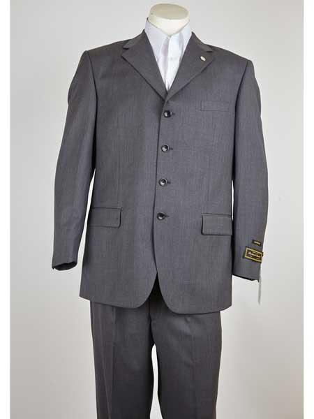  Grey 4 Button Style Notch Lapel Classic Fit Single Breasted Suit
