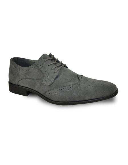 GD1095 Men's Tuxedo Lace Up Grey Suede Shoes