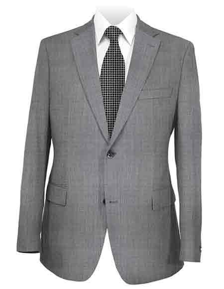  Medium Grey Notch Lapel Solid 2 Button Style Suit