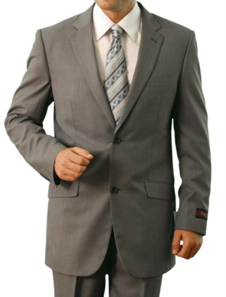 Light Grey 2 Button Style Front Closure Slim narrow Style Notch Lapel Suit Wool
