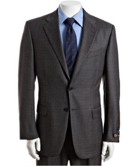 Grey Plaid Check Superior Fabric 120s Wool Fabric 2-Button Athletic Cut Suits Classic Fit