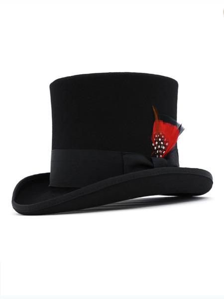  men's 100% Wool Felt Black Top Hat