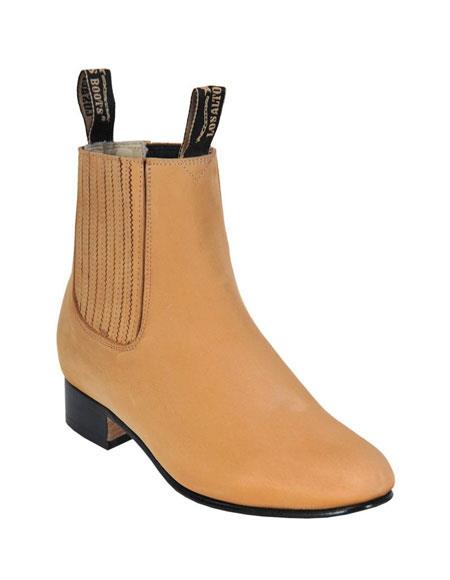  Los Altos Boots Charro Botin Short Ankle Deer Honey Leather Boots For Men