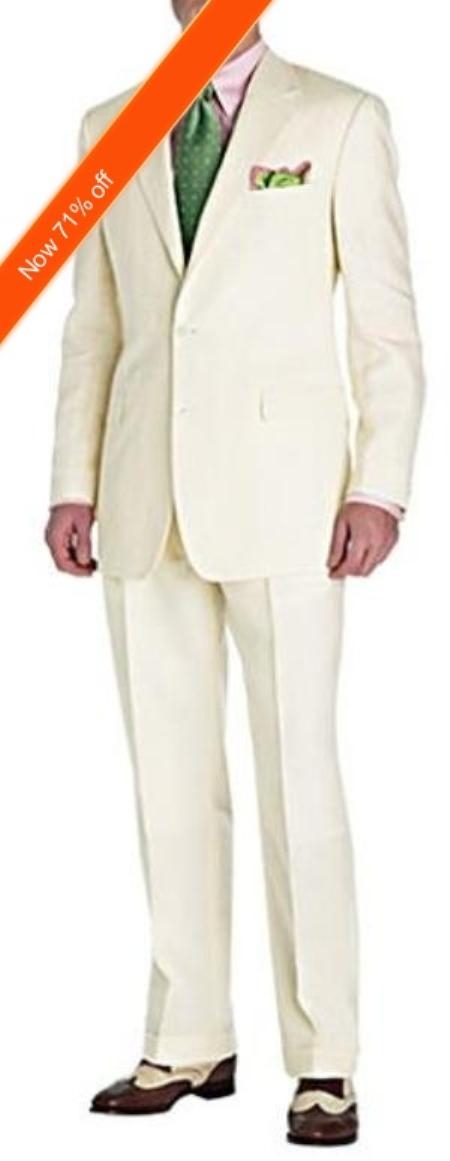 Suit ( Jacket and Pants)  For Men Ivory 2-Button Style Perfect For Wedding + Free Tie 