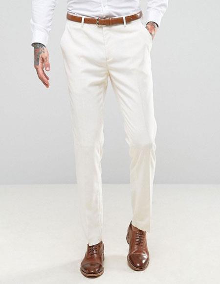  Men's ivory ~ cream Flat Front Pants Slacks 