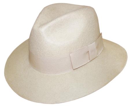 New 100% Wool Fabric Fedora Trilby Mobster suit Mens Dress Hats Cream 