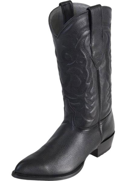  Men's Los Altos Black Genuine Elk Leather J Toe Handmade Replaceable Heel Boots