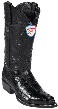 Wild West J-Toe Liquid Jet Black cai ~ Alligator skin Tail Cowboy Boots 