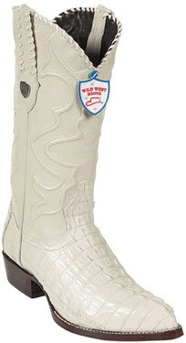 Wild West J-Toe Cream ~ Ivory ~ Off White cai ~ Alligator skin Tail Cowboy Boots 
