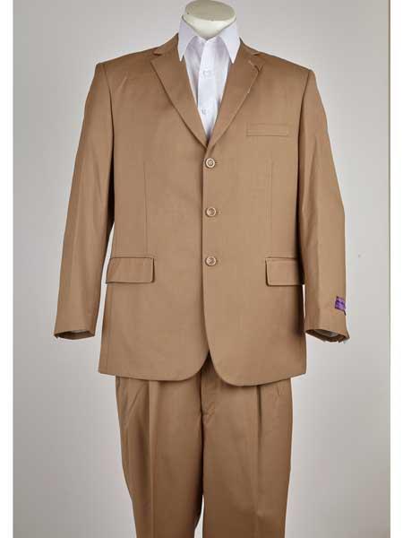  Khaki Classic Fit 3 Button Style Notch Lapel Single Breasted Suit