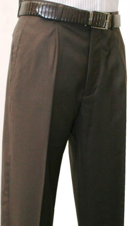 Leonardo Valenti Single Pleated Slacks Dress Pants Roma brown color shade Wool