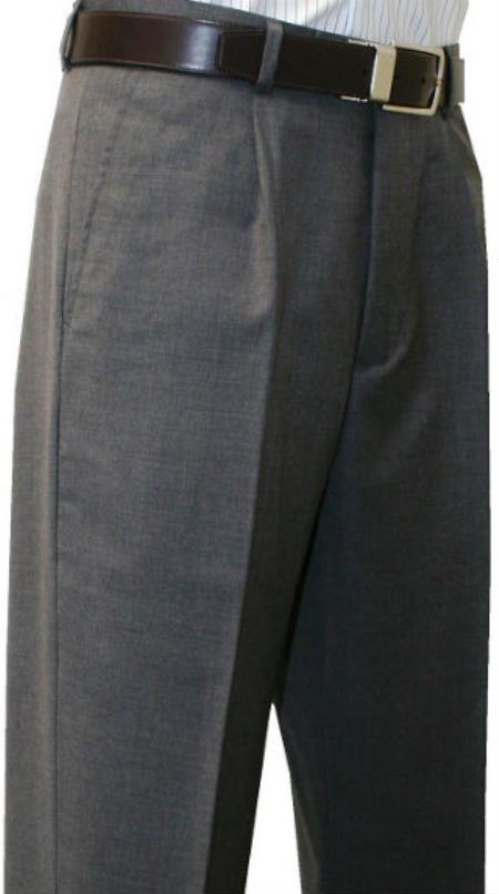Leonardo Valenti Single Pleated Slacks Dress Pants Roma Medium Gray Wool