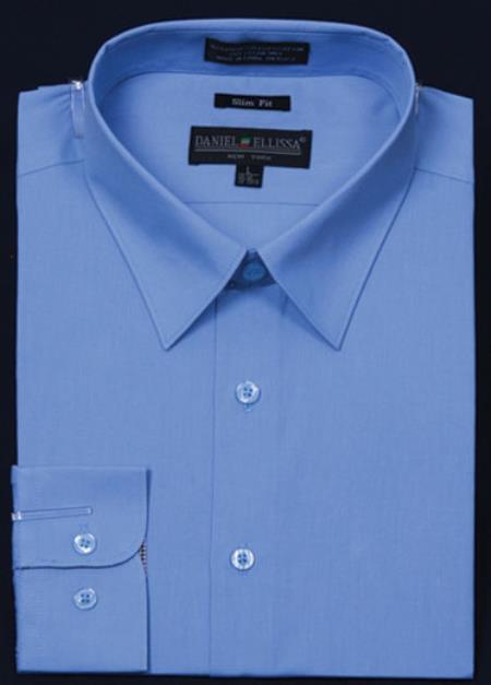 Affordable Clearance Cheap Mens Dress Shirt Sale Online Trendy - Slim narrow Style Fit Dress Shirt - Light Blue Color 