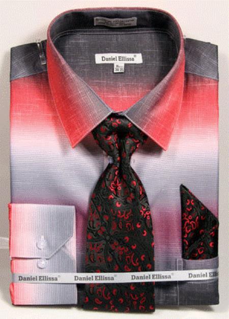  men's Red Colorful Dress Shirts