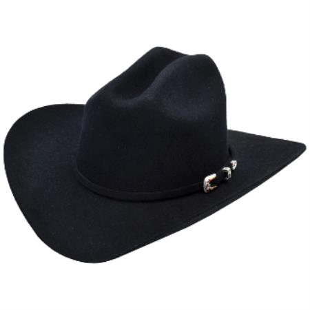 Authentic Los altos Hats-Joan Style Felt Cowboy Hat – Liquid Jet Black 