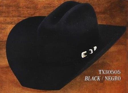 Cowboy Western Hat Texas Style 4X Felt Hats By Authentic Los altos Liquid Jet Black Wool
