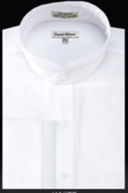 white no collar dress shirt