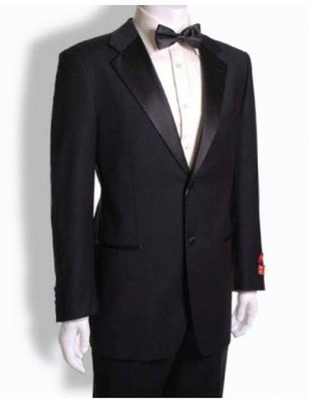 Authentic Mantoni Brand Notched Lapel 2 Button Style Suit Black Wool