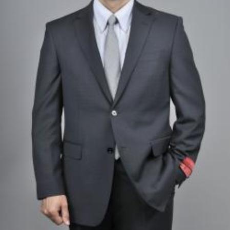 Authentic Mantoni Brand Liquid Jet Black 2-Button Wool Fabric Suit 
