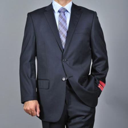 Authentic Mantoni Brand patterned Liquid Jet Black 2-button Wool Fabric Suit 