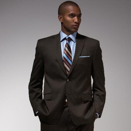 Chocolate Brown Stripe - Pinstripe Wool Suit