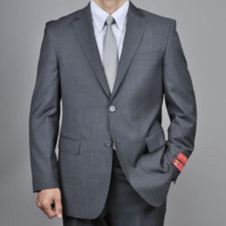 Authentic Mantoni Brand Dark Grey Masculine color Gray Sharkskin 2-Button Wool Fabric Suit 