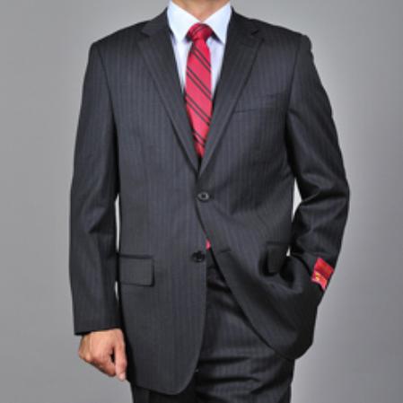 Authentic Mantoni Brand Dark Dark Grey Masculine color Grey 2-button Wool Fabric Suit 