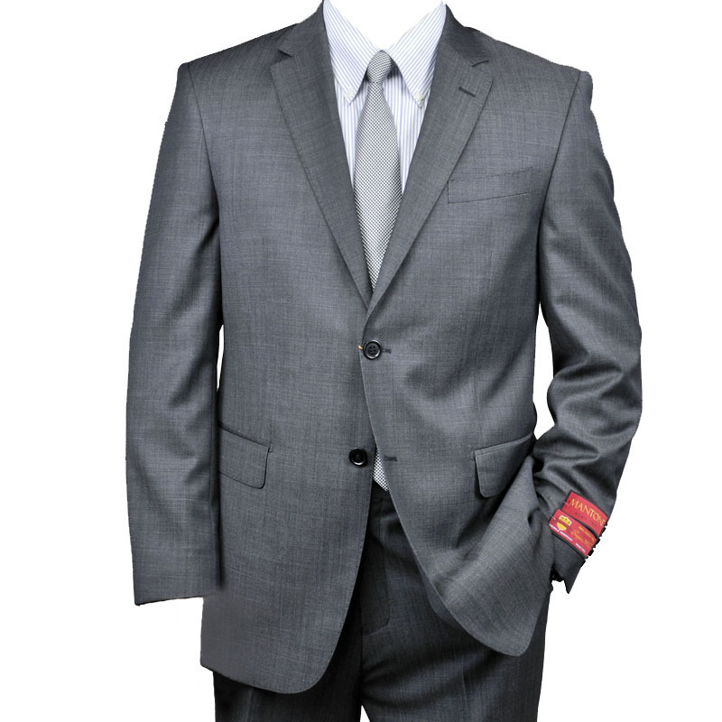 Authentic Mantoni Brand Dark Grey Masculine color Gray 2-Button Wool Fabric Suit 