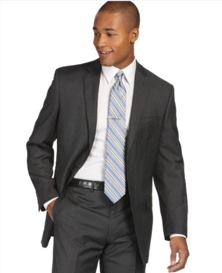 Authentic Mantoni Brand Suit, Dark Grey Masculine color Stripe ~ Pinstripe Slim narrow Style Fit 