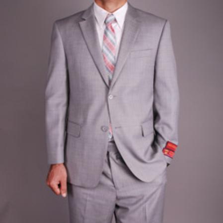 Authentic Mantoni Brand Light Grey Wool Fabric 2-button Suit 