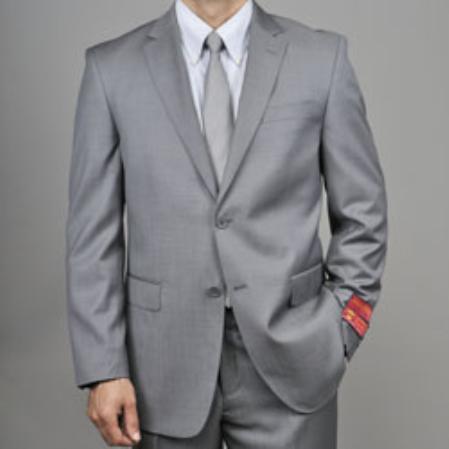 Authentic Mantoni Brand Grey 2-button Wool Fabric Suit 