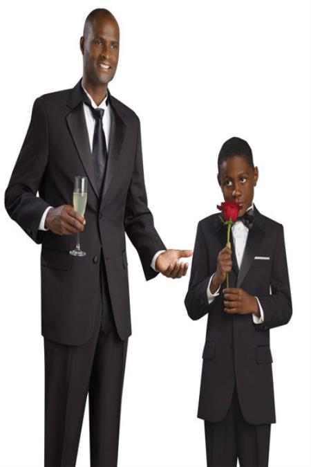 Matching Father & Son Kids Boys and Boys And Men Suit For Teenagers & Tuxedo – Liquid Jet Black 