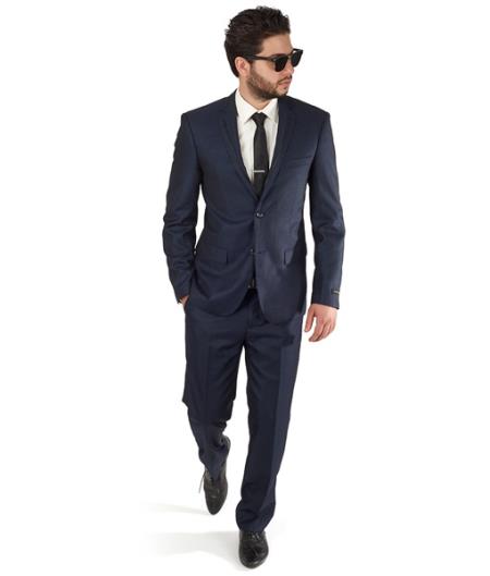  Navy Blue Shade Slim narrow Style Fit 2 Button Style Trim Collar Suit / Tuxedo With Single Center Vent Clearance Sale Online