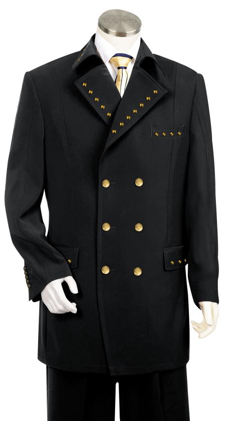 Double Breasted fashion 1940s men's Suits Style for Online Liquid Jet Black 